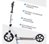 Scooter pour Enfants HOMCOM avec Suspension Pliable et Réglable Aluminium Blanc 925x375x87-1015cm Dès 14 Ans