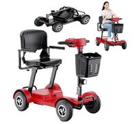 Scooter pour Personnes Âgées, Véhicule Électrique À Quatre Roues pour Personnes Handicapées, Vélo pour Personnes Âgées Pliable Et Alimenté par Batterie Red,12A