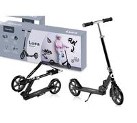 Lionelo Trottinette Luca – Pliage, Guidon ajustable, Roues 20 cm, Amortisseur Jusqu'à 100 kg (Noir)