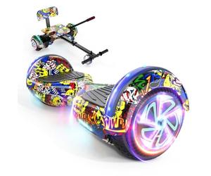 Scooter Seat Attachment, Ajustable Frame Length Scooter Go Kart Combo, Safety Certified Hoverboard Go Kart for Kids