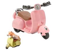 Scooter Toy with Light and Music,Mini Electric Doll Scooter Vehicles Toy Available Funny Doll Accessory,Rotate 360° Cute Plastic Ornaments,Interactive Decor Desktop Ornaments(Pink)