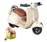 Scooter Toy with Light and Music,Mini Electric Doll Scooter Vehicles Toy Available Funny Doll Accessory,Rotate 360° Cute Plastic Ornaments,Interactive Decor Desktop Ornaments(White)