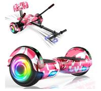 Scooter with Seat Attachment for Kids Adults, 6.5'Balancing Scooter with Bluetooth Speakers & Colorful LED Light with Kart