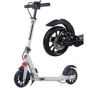 Scooters Adult Adult Kick avec Frein à Main à Disque Et Grandes Roues Ultra Larges Pliant Double Suspension Pousser pour Les Déplacements Quotidiens Transport De Loisirs, White