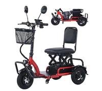 Scooters De Mobilité pour Adultes Scooter De Voyage Duty Scooters De Mobilité À 3 Roues avec Chargeur Et Panier Conception Confortable Et Pliable Idéal pour Les Personnes Âgées Red