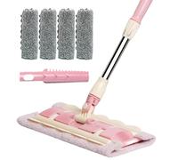 Scopa Piana Per Pavimenti - 38 x 15 cm - Serpillère Per Pulizie Con 4 Pannelli Lavabili - Pulizia Pavimento - Strumento Di Pulizia Girevole A 360° par Piastrelle Di Cucina Garage Bagno