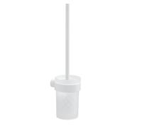 SCOPINO WC DA MURO VETRO-OTTONE CROMATO BIANCO OPACO- FISSAGGIO CON VITI INCLUSE GIACINTO