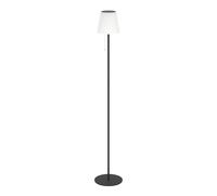 Eglo Lampadaire solaire Scordiano, lampe sur pied extérieure sans fil, luminaire avec interrupteur à tirette, intensité variable, acier noir et plastique blanc, blanc chaud-froid, IP44