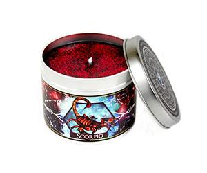 Scorpio Zodiaque Bougie parfumée Lotus Bois de Cèdre Noir Oud Luxe Vegan Bougie Signe Astrologie Scorpion Scorpion Cadeaux d'anniversaire du Zodiaque Horoscope étoile Carte Astrologie
