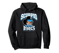 Scorpion 1983 Zodiac Queens Afro Astrologie Anniversaire Sweat à Capuche