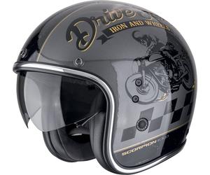 Scorpion Belfast Evo Drive Fast Casque jet, Noir/Gris/Or, Taille M (57/58)