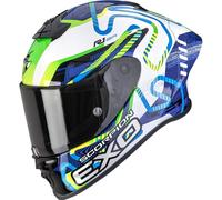 Scorpion EXO-R1 Evo II Air Cornering, casque intégral XL Blanc/Bleu/Vert Blanc/Bleu/Vert