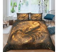 Scorpion Cosmic Linge de Lit Hypoallergique 3 Pièces 3D Imprimée Léger Fantaisie Mythical Art Parure de Lit avec 2 x Taies d'oreiller Super Douce for Chambre de Adolescents King（220x240cm）