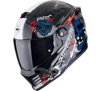 Scorpion Covert FX Skullz Casque, Noir/Gris/Rouge, Taille M (57/58)