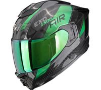 Scorpion Exo-1500 Carbon Air Platted Casque intégral, noir/vert, Taille XXL (63/64)