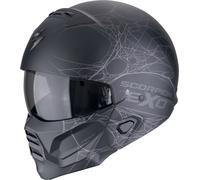 Scorpion EXO Combat II Spiderweb Casque jet, Noir mat/argent, Taille L (58/59)