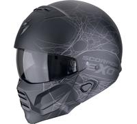 Scorpion EXO Combat II Spiderweb Casque jet, Noir mat/argent, Taille XS (54/55)