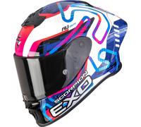 Scorpion EXO-R1 Evo II Air Cornering Casque intégral, Blanc/Rose/Bleu, Taille L (59/60)