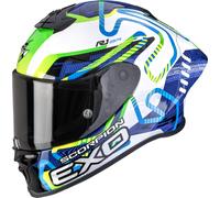 Scorpion EXO-R1 Evo II Air Cornering, casque intégral XL Blanc/Bleu/Vert Blanc/Bleu/Vert
