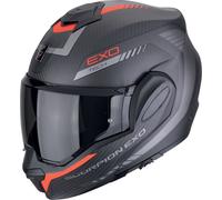 Scorpion Casque modulable EXO-Tech Evo Carbon Cosy Noir mat/Gris/Rouge Taille M (57/58)