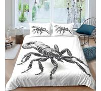 Scorpion illustration Linge de Lit Entretien Facile Hypoallergique 3 pièces Noir blanc and sketch Ensemble De Literie avec 2 Taies d'oreiller Léger for Chambre de adolescents Super king（260x220cm）