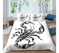 Scorpion tattoo Ensemble De Literie Hypoallergique 3 pièces 3D Imprimée Résistante Tribal design de style Housse de Couette avec 2 Taies d'oreiller Léger for Chambre à Coucher King（220x240cm）