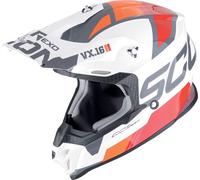 Scorpion VX-16 Evo Air Analog Casque de motocross, Blanc/Rouge/Orange, Taille M (57/58)