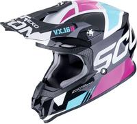 Scorpion VX-16 Evo Air Analog, casque de motocross S Noir/Blanc/Bleu Clair/Fuchsia Noir/Blanc/Bleu Clair/Fuchsia