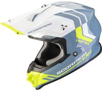 Scorpion VX-16 Evo Air Fusion Casque de motocross, blanc-bleu-jaune, taille XS pour homme