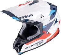 Scorpion VX-16 Evo Air Rod Casque de motocross, blanc-rouge-bleu, taille M pour homme