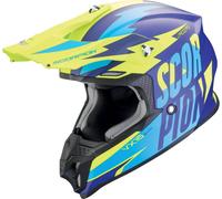 Scorpion VX-16 Evo Air Slanter mat bleu néon jaune XXL