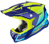 Scorpion VX-22 Air Attis Casque de motocross, bleu-jaune, taille L pour homme