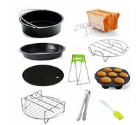 scosao Accessoires Air Fryer, 10 Pièces Accessoires Friteuse Air pour 3.2-5.8 QT Toutes Les Marques Kit d'Accessoires pour friteuse avec Revêtement Antiadhésif,8in