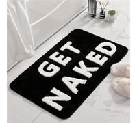 scoseptzy Get Naked Tapis de bain mignon en microfibre antidérapant absorbant pour baignoire et douche, lavable en machine, 40,6 x 61 cm, noir, 40,6 x 61 cm