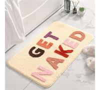 scoseptzy Get Naked Tapis de bain mignon - Tapis de salle de bain antidérapant en microfibre absorbante pour baignoire et douche, lavable en machine, 40,6 x 61,2 cm/50,8 x 81,3 cm (jaune, 50,8 x 81,3