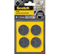 Scotch 0 Ultra Resistant Felt Pads SP87A36, Adhesive, Ø 34 mm, Pack of 4, Grey, White