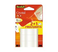 Scotch 6-1915P3 - Nastro adesivo, 3 rotoli, trasparenti Crystal, 19 mm x 15 m, 3 Pezzi