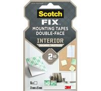 Scotch 7100263584 Scotch FIX™ INTERIOR pastilles adhésives double face pour max. 2,0 kg 25,0 x 25,0 mm, 16 pcs.