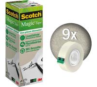 Scotch® 900-1933-9 Bande de Klebe Magic Un choix plus écologique - 19 mm x 33 m, sans relief, 9 rouleaux
