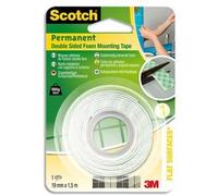 Scotch Adhésif Double Face Mousse, Toutes Surfaces, Rouleau De 19mmx1,5m Mount