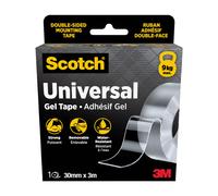 Scotch Ruban Nano Gel Double Face Universel, Transparent, 1 Rouleau (30 mm x 3 m) - Extra Fort, Lavable, Amovible et Sans Traces