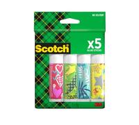 Scotch Bâtons de Colle Permanente Blanche - Lot de 5 sticks (8g) - Colle forte sans solvant et non toxique pour enfants - pour l'école, la maison et les loisirs créatifs