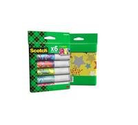 Scotch Bâtons de Colle Permanente - Lot de 6 x 8g + 1 Boîte de Rangement en Fer-Blanc - Colle Forte, Sûre et Non Toxique pour Enfants - pour les Travaux Manuels, l'École et le Bureau