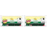 Scotch-Brite Classic Éponge à Récurer en Cellulose Non Rayante - 6 Pièces - Tampon à Récurer Très Absorbant Indiqué pour Les Tâches de Nettoyage Quotidiennes, Vert - Classic (Lot de 2)