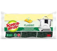 Scotch-Brite Classic Tampon à récurer, 3 éponges par pack - Pour le nettoyage de cocottes en fonte, poêles, brûleurs, outils de jardin et grills, Vert