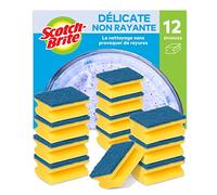 Scotch-Brite Delicate Éponge grattante, 12 par lot - non rayante, pour le nettoyage des ustensiles antiadhésifs et le verre