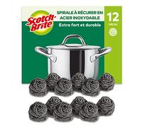 Scotch-Brite Éponge à Récurer en Acier Inoxydable, 12 Pièces - Résistants à la Rouille, Nettoyage Puissant et Efficace, Argenté