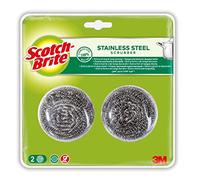 Scotch-Brite Éponge à récurer Spirale en Acier Inoxydable | Idéale pour Les poêles en Fonte | Nettoyage Puissant | Nettoyage Dur | Éponge de Cuisine | Gommage | Cuisine, Garage, extérieur | 2