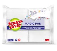 Scotch-Brite Éponge Magique en Melamine de Nettoyage, 2 par lot - Gomme Magique Pour Éliminer les Taches et les Saletés Tenaces sans Produits Chimiques, Blanc - Efface Tache