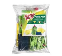 Scotch-Brite Kit de nettoyage ménager, comprend un chiffon, une éponge, une vadrouille et des gants